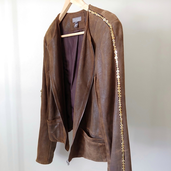 Sachin + Babi For Ankasa Brown Leather Jacket Size 8 - Picture 7 of 16